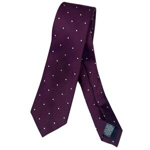 4/$25 Tie Bar burgundy wool and silk tie dots